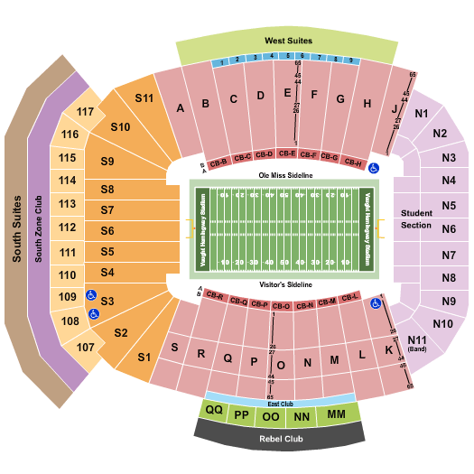 Vaught Hemingway Stadium Ole Miss Seating Chart